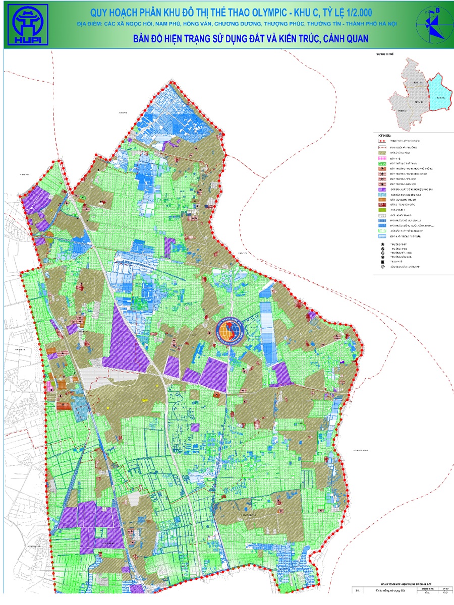 Bản đồ Khu C hiện trang sử dụng đất và kiến trúc, cảnh quan Vinhomes Olympic Hà Nội