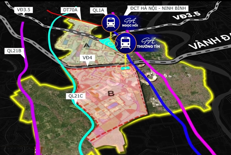 Ga Thường Tín nằm tại Khu B Vinhomes Olympic Ngọc Hồi Hà Nội