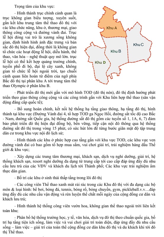Giải pháp quy hoạch Khu A – đô thị thể thao Olympic