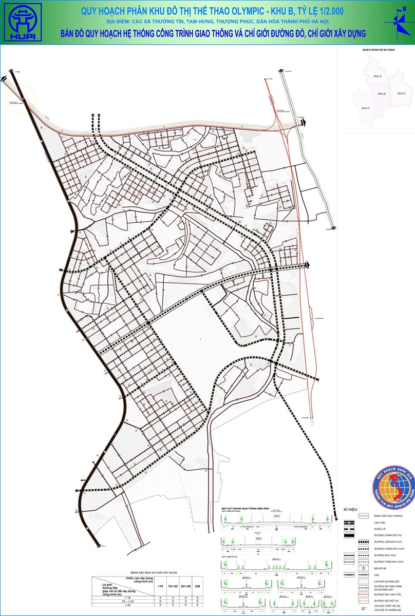 Quy hoạch công trình giao thông Khu B khu Đô thị Thể thao Vinhomes Olympic