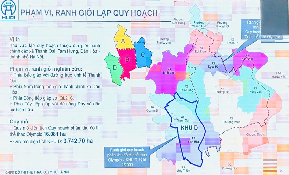 Vị trí Khu D Vinhomes Olympic Hà Nội rộng 3743ha