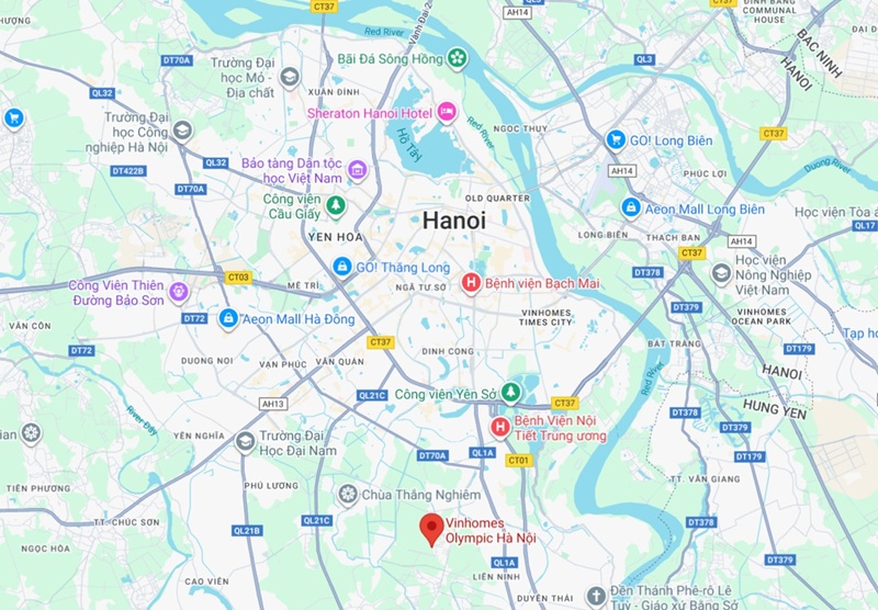 Vị trí Vinhomes Olympic Hà Nội
